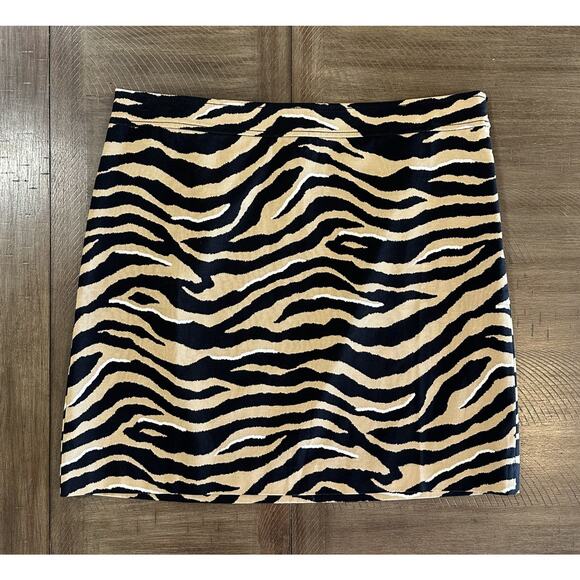 Talbots Straight Skirt Knee Length Tan Black Animal Print Zebra Tiger Size 14 - Picture 12 of 12
